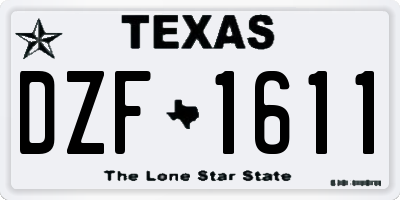 TX license plate DZF1611