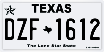 TX license plate DZF1612