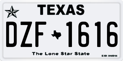 TX license plate DZF1616