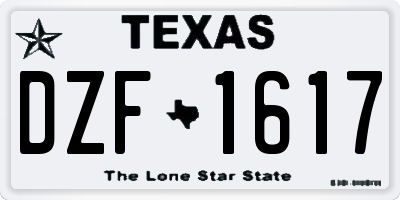 TX license plate DZF1617