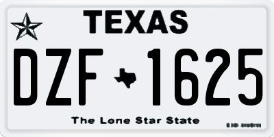 TX license plate DZF1625