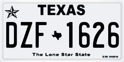 TX license plate DZF1626
