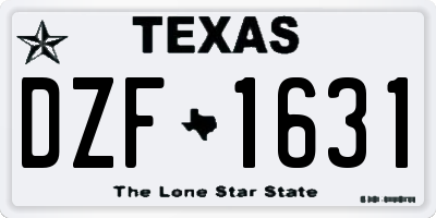 TX license plate DZF1631