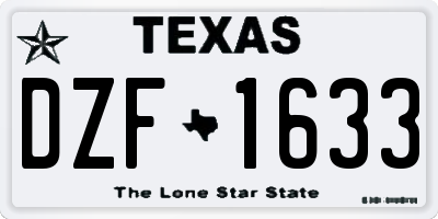 TX license plate DZF1633