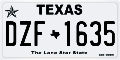 TX license plate DZF1635