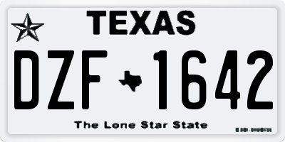 TX license plate DZF1642