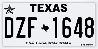 TX license plate DZF1648