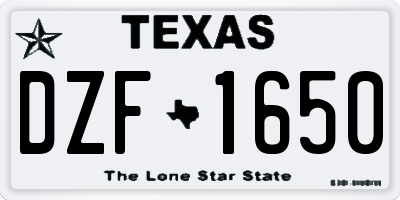 TX license plate DZF1650