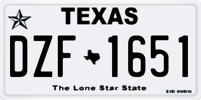 TX license plate DZF1651