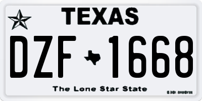 TX license plate DZF1668