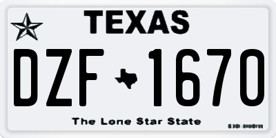 TX license plate DZF1670