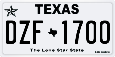 TX license plate DZF1700