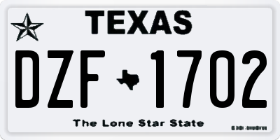 TX license plate DZF1702