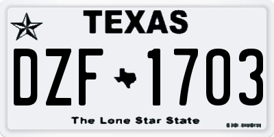 TX license plate DZF1703