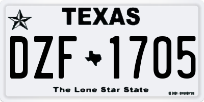 TX license plate DZF1705