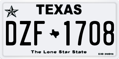 TX license plate DZF1708