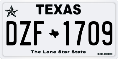 TX license plate DZF1709