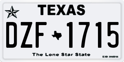 TX license plate DZF1715