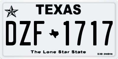 TX license plate DZF1717