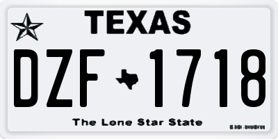 TX license plate DZF1718
