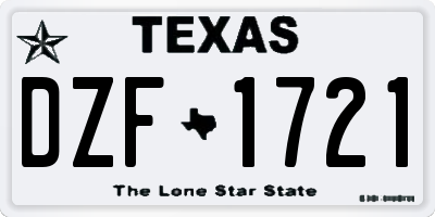 TX license plate DZF1721