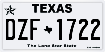 TX license plate DZF1722