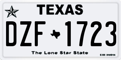 TX license plate DZF1723