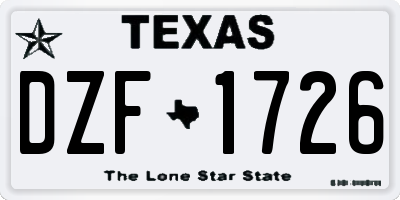 TX license plate DZF1726
