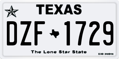 TX license plate DZF1729