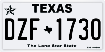 TX license plate DZF1730
