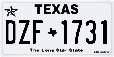 TX license plate DZF1731