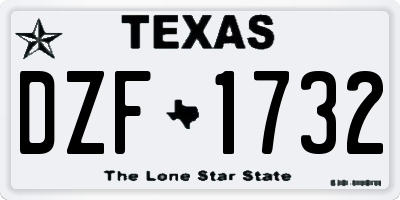 TX license plate DZF1732