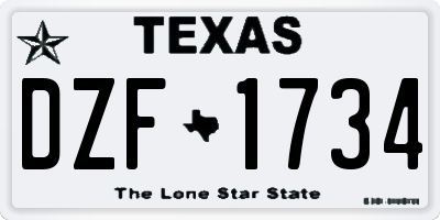 TX license plate DZF1734