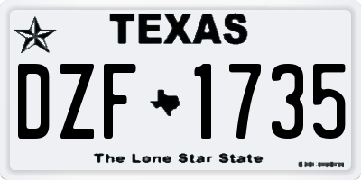 TX license plate DZF1735