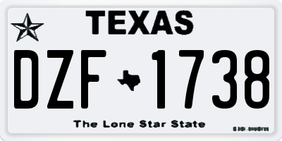 TX license plate DZF1738