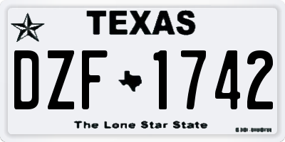 TX license plate DZF1742