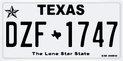 TX license plate DZF1747