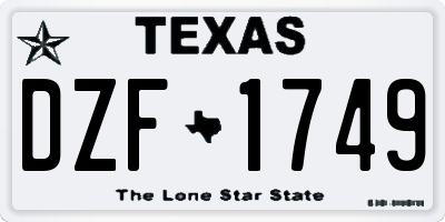 TX license plate DZF1749