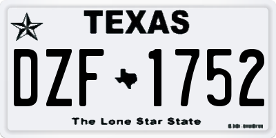 TX license plate DZF1752