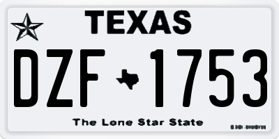 TX license plate DZF1753