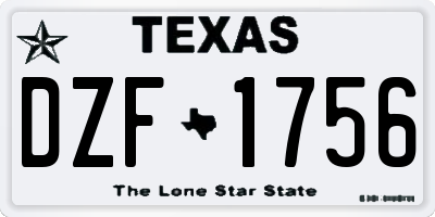 TX license plate DZF1756