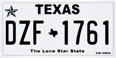 TX license plate DZF1761