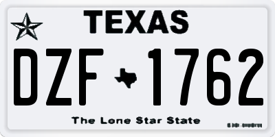 TX license plate DZF1762