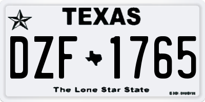 TX license plate DZF1765