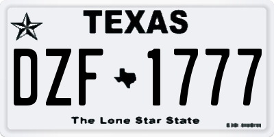 TX license plate DZF1777