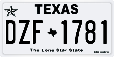 TX license plate DZF1781
