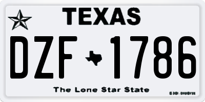 TX license plate DZF1786