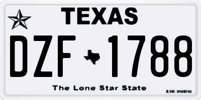 TX license plate DZF1788
