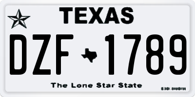 TX license plate DZF1789