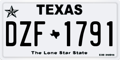 TX license plate DZF1791